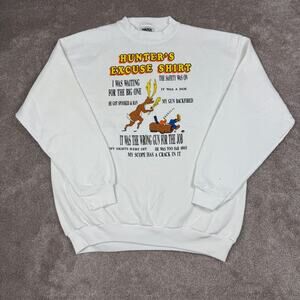 Vtg Hunter's Excuse Funny Deer Graphic Crewneck Sweatshirt Size L Novelty Tultex
